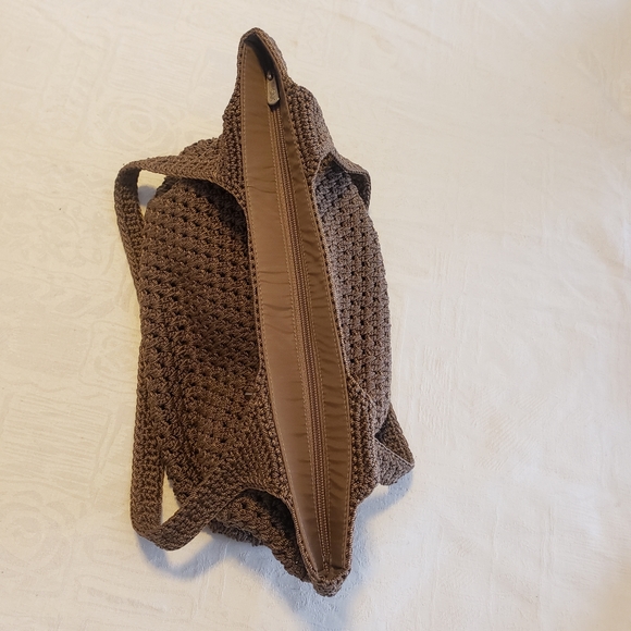 The Sak Crochet Shoulder/Hand Bag Dark Taupe Color - Picture 13 of 16